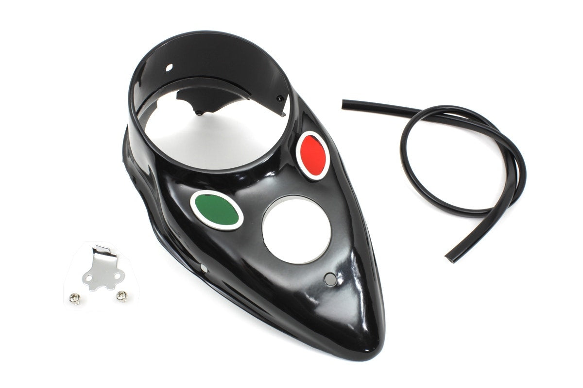 V-Twin 39-0446 Black Replica Cateye Dash Panel Harley EL FL WL 39
