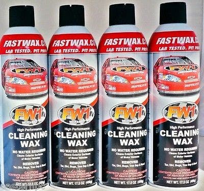 4 Cans FW1 FastWax Waterless Wash and Car Wax Removes Dirt, Adds