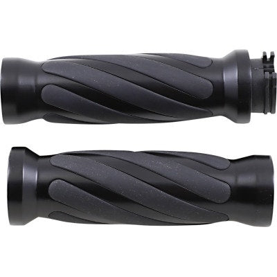ストリートスライダーズ Drag Specialties Textured Black Rubber Grips Chrome Ends Harley