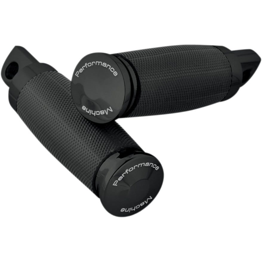 Performance Machine PM Black Contour Rubber Wrapped Male Foot Pegs for Harley
