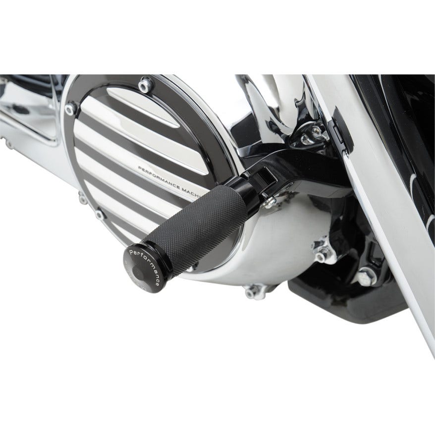 Performance Machine PM Black Contour Rubber Wrapped Male Foot Pegs for Harley