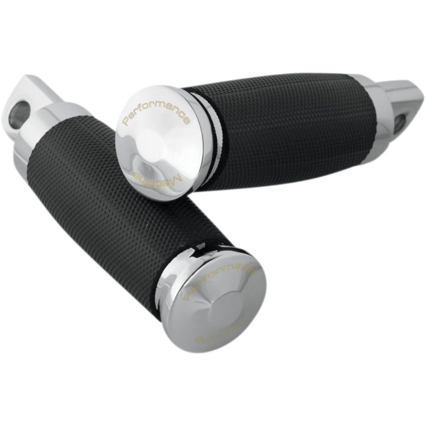 Performance Machine PM Chrome Contour Rubber Wrapped Male Foot Pegs for Harley