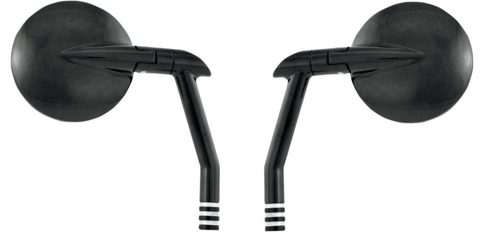 Performance Machine PM Black Contrast Cut Vision Round Handlebar Mirrors Pair Harley