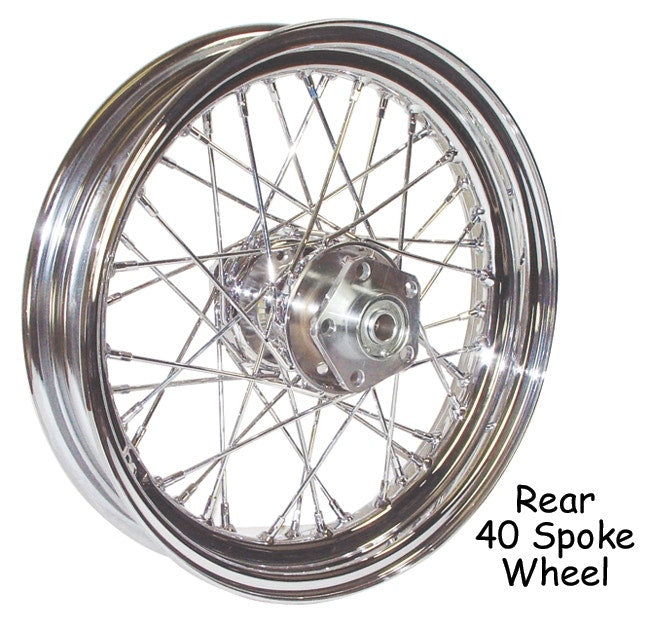 V Factor 16x3" 40 Spoke Rear Wheel For Harley Sportster Dyna Softail 79-99