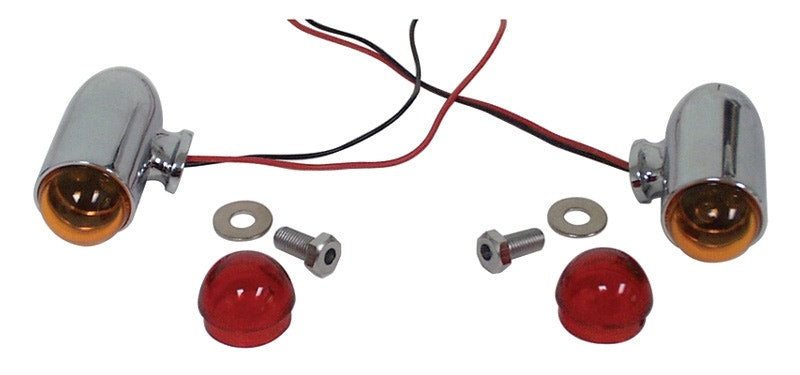 Chrome Bullet Style LED Turn Signal Kits Harley Big Twin 74-06 or Custom 12V