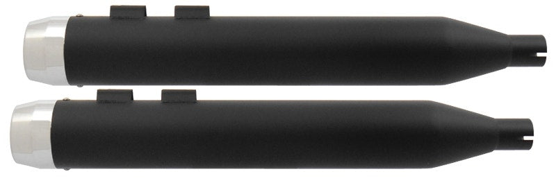 Power House Black 4.5 Slip-On Mufflers Chrome Tapered Tip Harley M8 17-Up