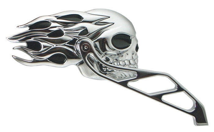 Mid USA 47056 V-Factor Flaming Skull Mirrors All Harley & Custom