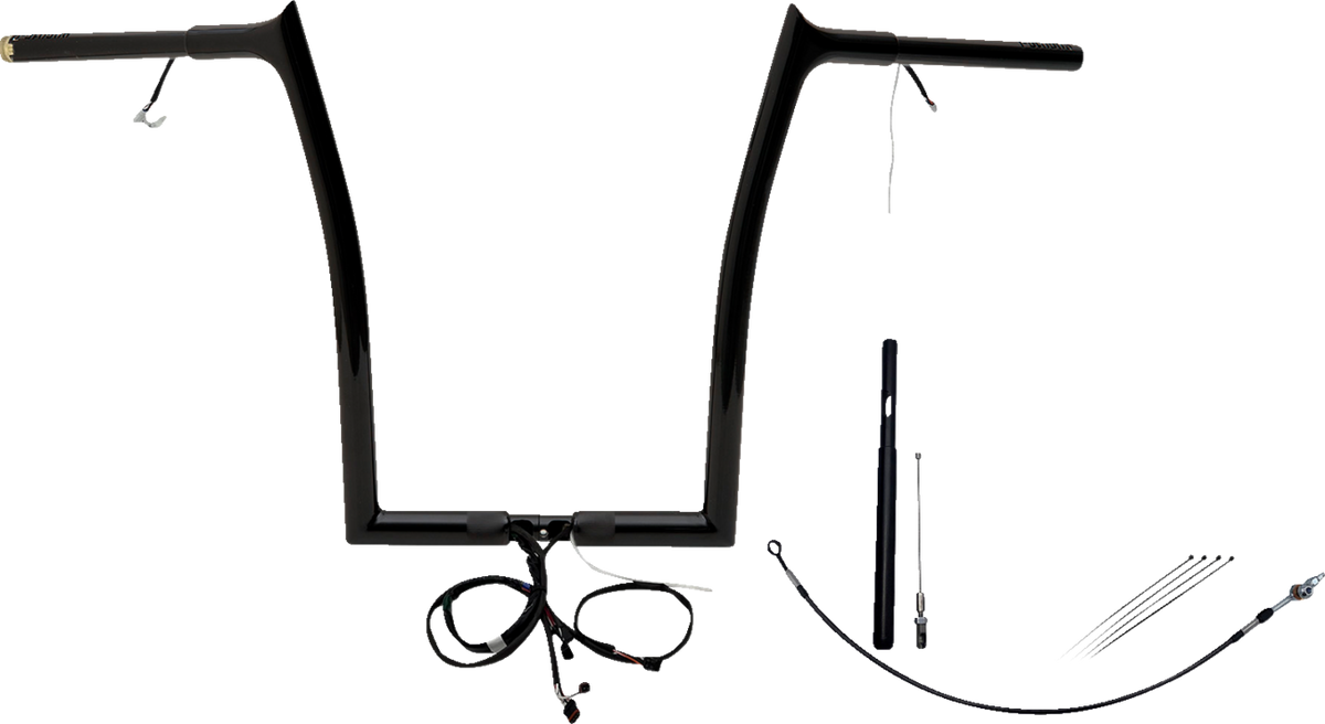 FBI Fat Baggers Wired 1-1/4" Pointed Top Handlebar Kits for 21-23 FLTRXS/ST - Black / 16"