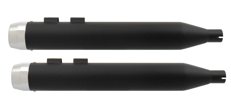 Power House Black 4" Slip-On Mufflers Chrome Tips Harley M8 17-Up