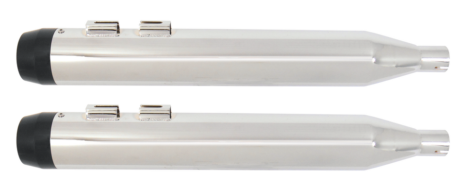 Power House Chrome 4.5 Slip-On Mufflers Black Step Down Tip Harley M8 17-Up