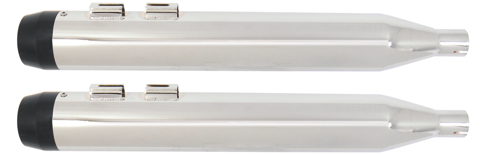 Power House Chrome 3.5 Slip-On Mufflers Black Tear Drop Tip Harley Dresser 85-16