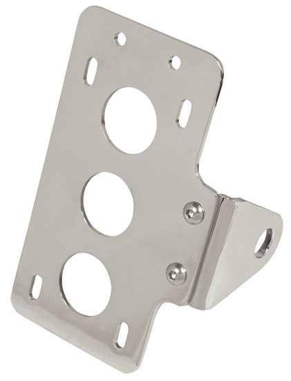 Mid USA 13130 V-Factor Chrome Side Mount License Plate Bracket Harley Metric