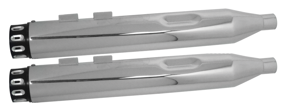 Power House Chrome 4" Slip-On Mufflers Black Step Down Tip Harley M8 17-Up