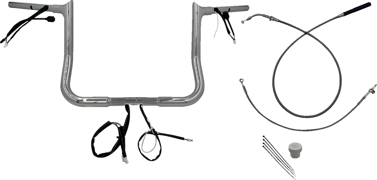 FBI 1-1/4" EZ Pointed Top Pre-Wired Bars for 24-25 FLHX, 25 FLHXU, 23-25 FLHXSE - Chrome / 12"