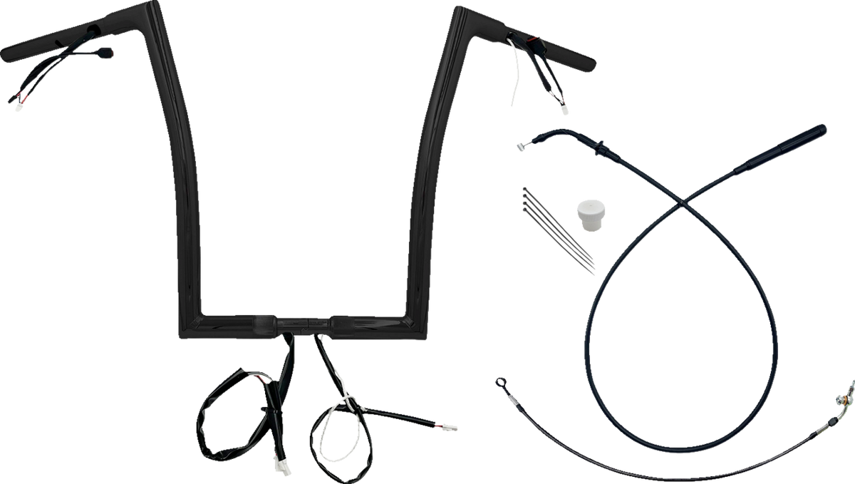 FBI 1-1/4" EZ Flat Top Pre-Wired Handlebars for 24-25 FLTRX, 23-25 FLTRXSE - Black / 16"