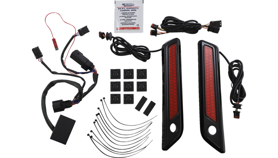 Custom Dynamics Saddlebag Hinge Cover W/Red Black 4 Harley 14-23 FL Models