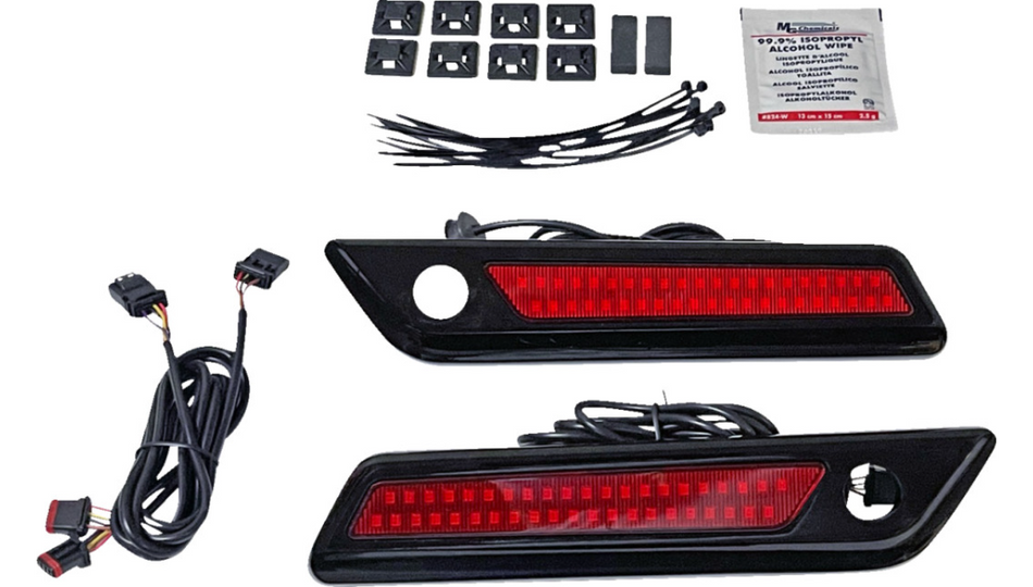 Custom Dynamics Saddlebag Hinge Cover W/Red Black 4 Harley 14-23 FL/HT/KSE/RSE/XST