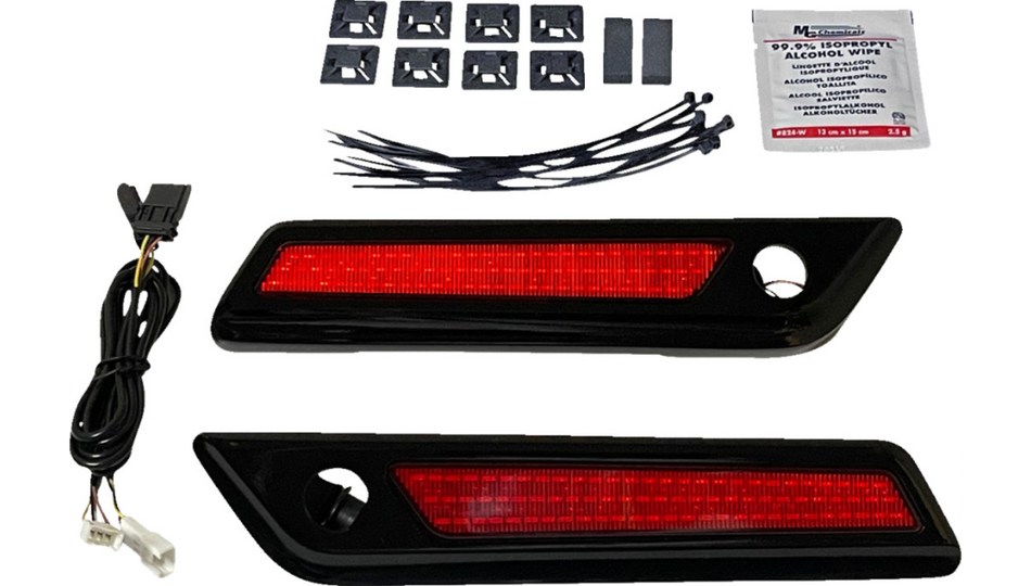 Custom Dynamics Saddlebag Hinge Cover W/Red Black LED 4 Haley 14-23 Touring Models