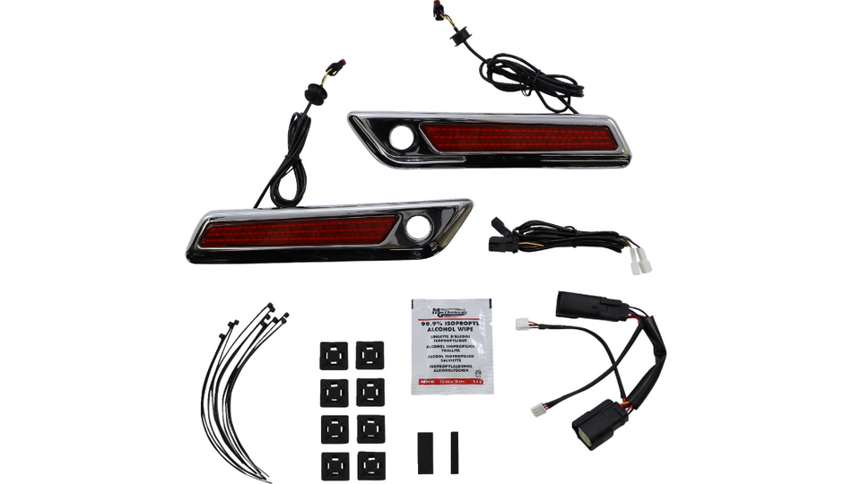 Custom Dynamics Saddlebag Hinge Cover W/Red Chrome LED 4 Haley 14-23 Touring Models