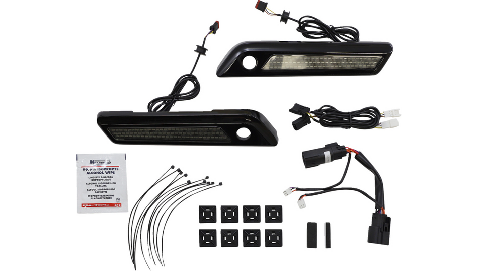 Custom Dynamics Saddlebag Hinge Cover W/Smoke Black LED 4 Haley 14-23 Touring Models