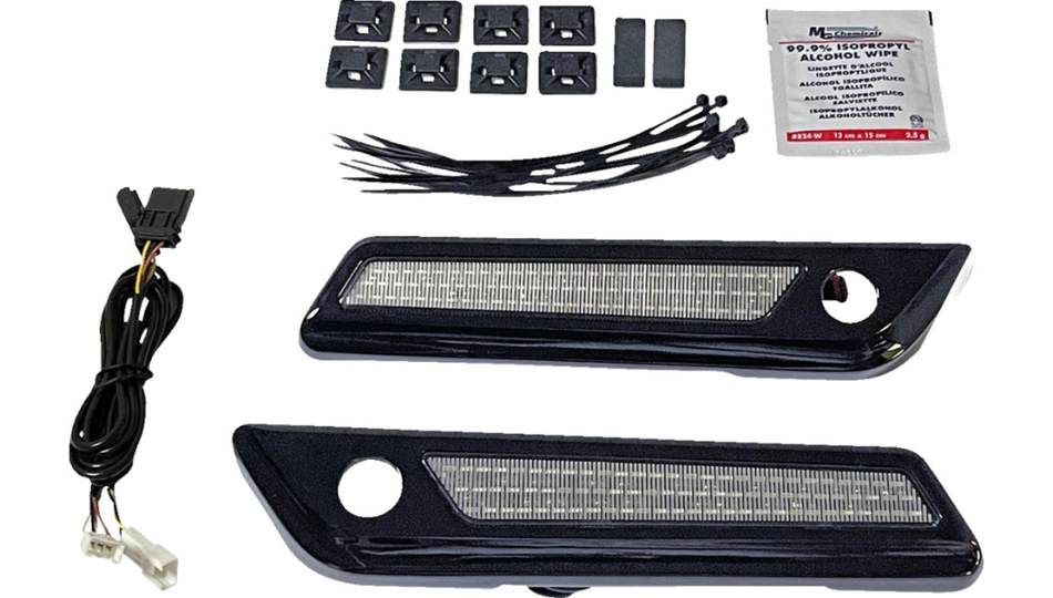 Custom Dynamics Saddlebag Hinge Cover W/Smoke Black LED 4 Haley 14-23 Touring Models