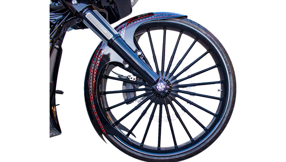 Paul Yaffe Talon Front Fender for 21" Wheel W/Black Adapters 4 Harley 14-23 Touring