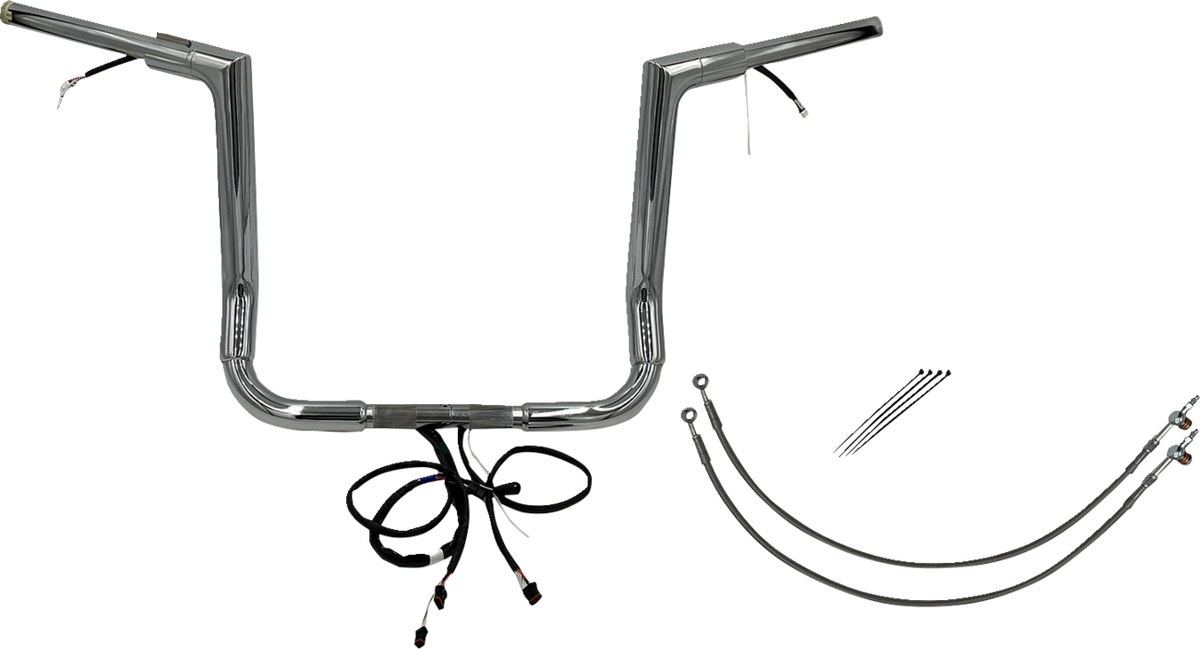FBI Fat Baggers Wired 1-1/2" Flat Top Handlebar Kits for FLH/X '14-'15 - Chrome / 14"