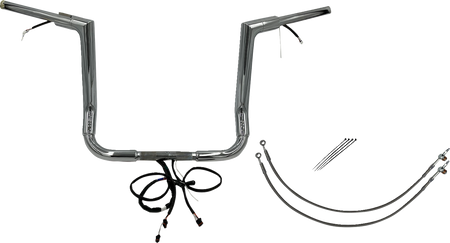 FBI Fat Baggers Wired 1-1/2" Flat Top Handlebar Kits for FLH/X '14-'15 - Chrome / 14"