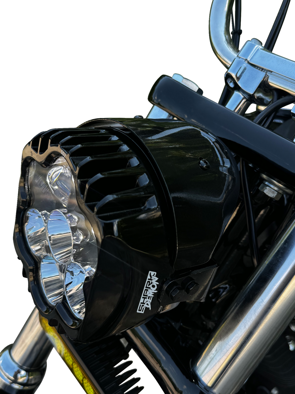 Custom Dynamics Shark Demon Performance LED Pedestal Mount Headlight 4 Harley