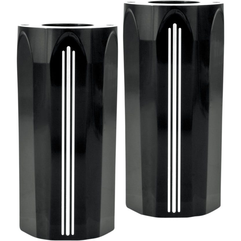 PM  Black Contrast Cut Tech Upper Slider Cow Bells for Harley Touring Models 14-15 | 0208-2102-BM