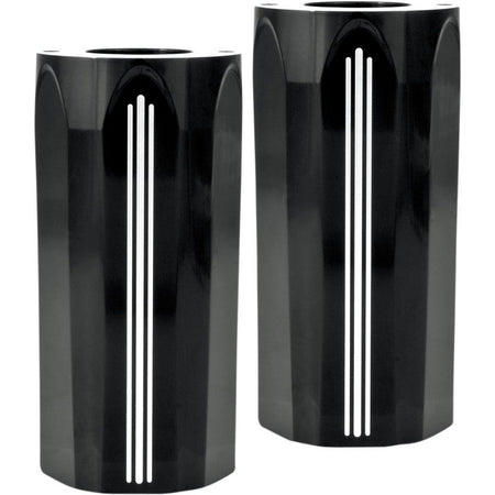 PM  Black Contrast Cut Tech Upper Slider Cow Bells for Harley Touring Models 14-15 | 0208-2102-BM