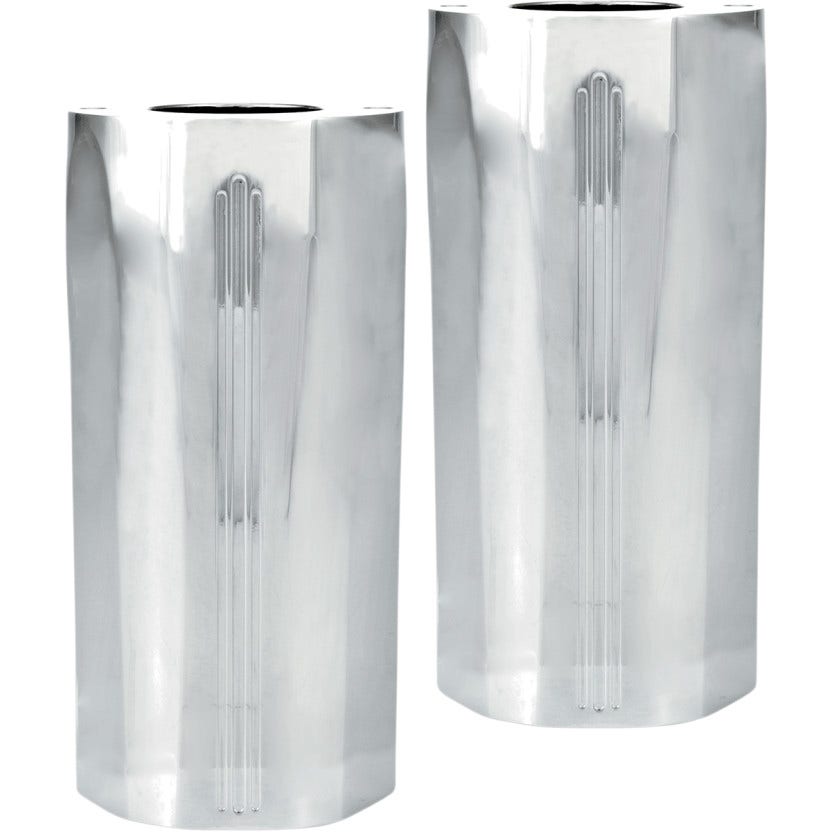PM  Tech Chrome Upper Cow Bell Slider Covers for Harley FLH/FLT 00-13 | 0208-2045-CH