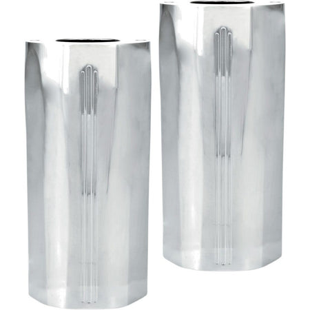 PM  Tech Chrome Upper Cow Bell Slider Covers for Harley FLH/FLT 00-13 | 0208-2045-CH