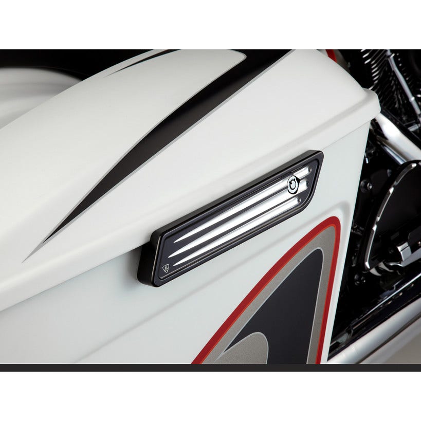 Arlen Ness 03-546 Black Deep Cut Saddlebag Latch Hinge Covers for