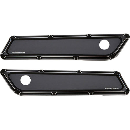 Arlen Ness Black Beveled Saddlebag Latch Covers for Harley 2014 Models