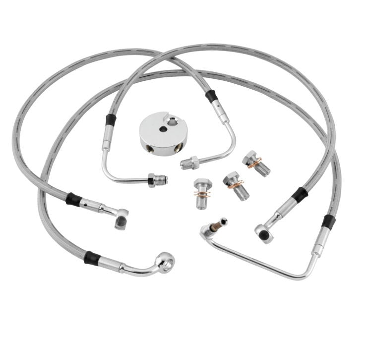 Chrome Stainless DOT Front Brake Line Kit Non ABS HD1010-1F Harley Sportster 86-03