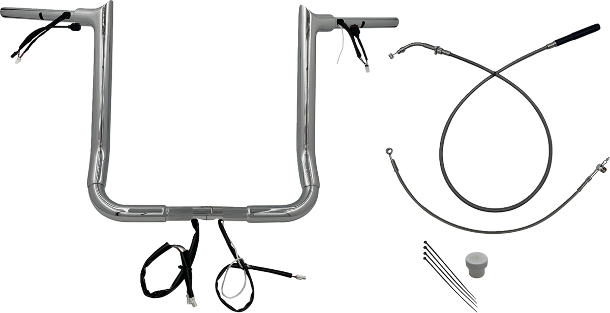 FBI Fat Baggers Wired 1-1/2" Pointed Top Handlebar Kits for FLH/X '23-'26 - Chrome