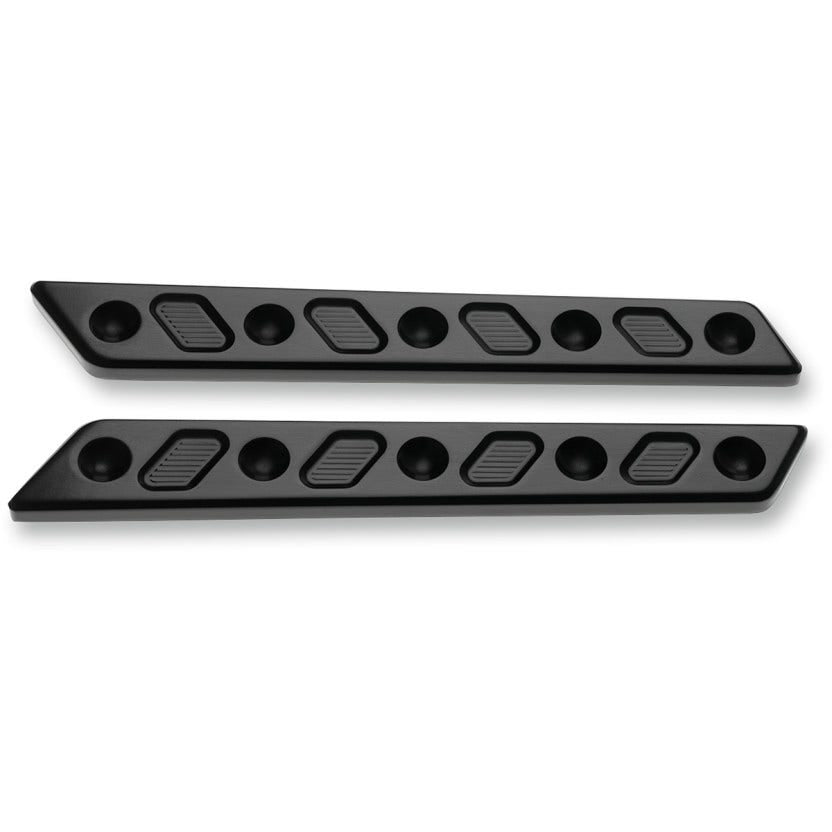Joker Machine Black Techno Saddlebag Lid Hinge Inserts for Harley 14-17