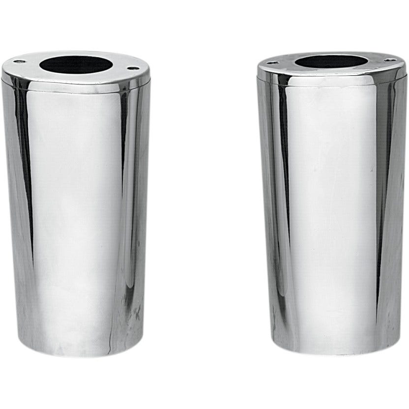 Drag Specialties Chrome Smooth Plus +2 Fork Boots 8.5" Upper Slider Covers 84-13