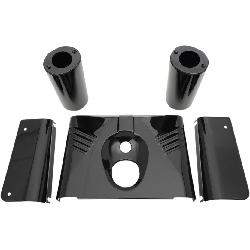 Drag Specialties Black Ribbed 5 Piece Fork Tins Nacelle Harley 86-17 Softail