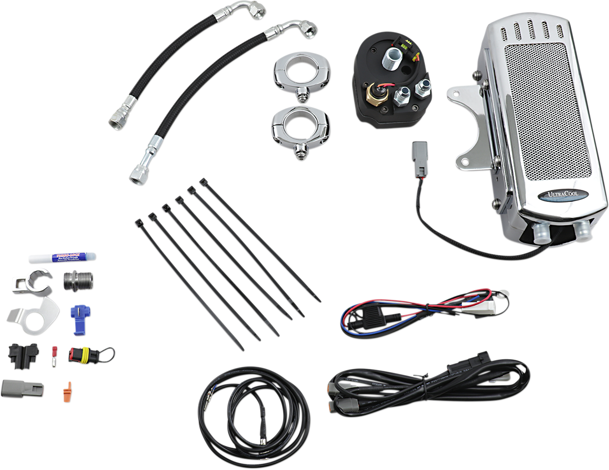 UltraCool SMD-1C 3.0 Side Mount Oil Cooler Kit with Fan for 1993-2017 Harley-Davidson Dyna - Chrome