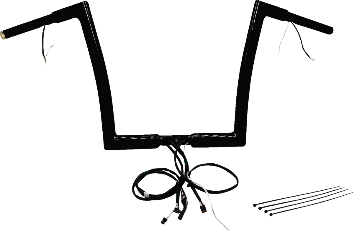 FBI Wired 1-1/4" Flat Top Handlebar Kits for 16-20 FLTRX/S, FLTRU/FLTRK - Black / 12"