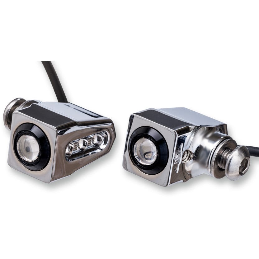 Joker Machine Chrome Single Rat Eye Amber LED Turn Signals Harley & Metric
