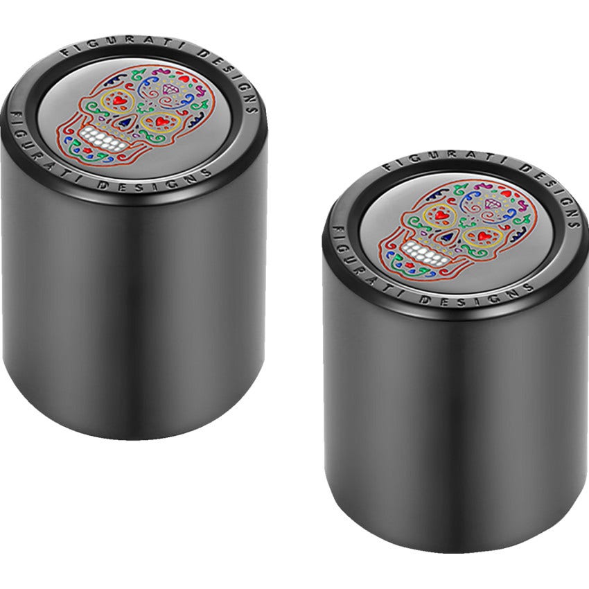 Figurati Designs Short Black W/ Sugar Skull 4 Harley 25.2MM x 30MM