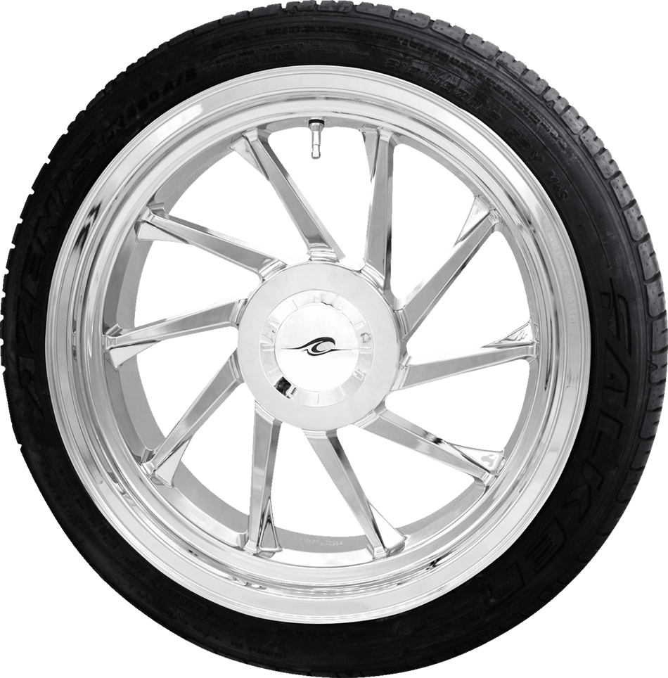 Coastal Moto Hurricane 3D Right Chrome Rear Wheel W/ Falken Azenis Tire 4 Harley