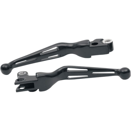 Drag Specialties Matte Black Wide Blade Slotted Hand Levers for Harley 08-13 | 0610-0221