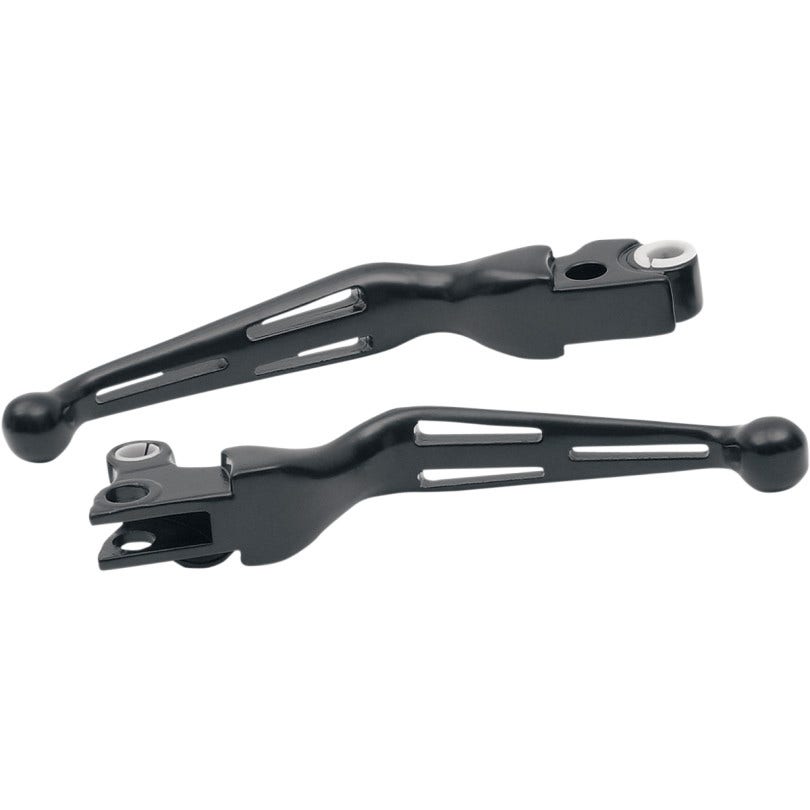 Drag Specialties Matte Black Wide Blade Slotted Hand Levers for Harley 08-13 | 0610-0221