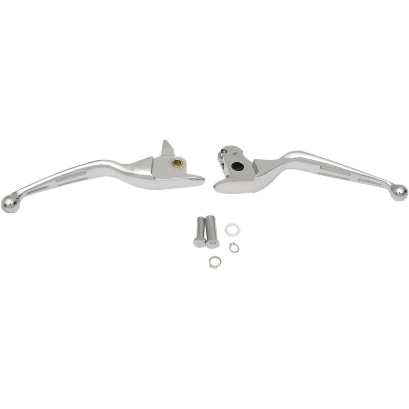 Drag Specialties Chrome Slotted Wide Blade Hand Levers for Harley Softail 15-17