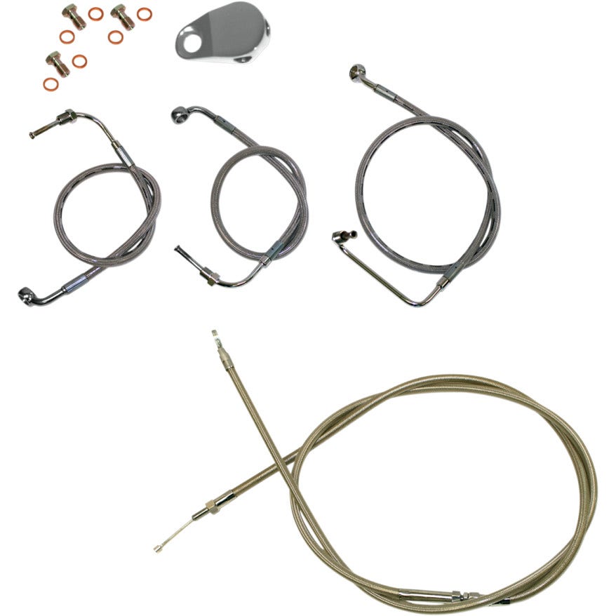 Stainless Braided Kit Cables Kits for 08-13 Harley FLH/T W/O ABS Mini Apes