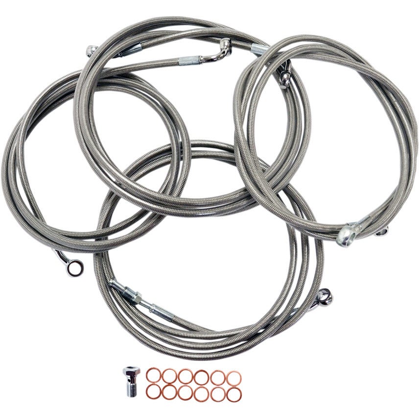 La Choppers Stainless Braided Handlebar Cable Kit '13 CVO & '14 Harley FLH - 18"-20"